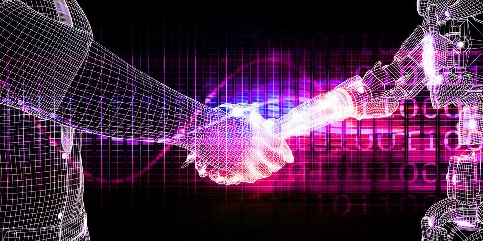 Technology Presentation Robotic Human Interaction Stock Illustration