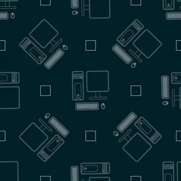 Technology print. seamless pattern with desktop pc. computer Stock Illustration