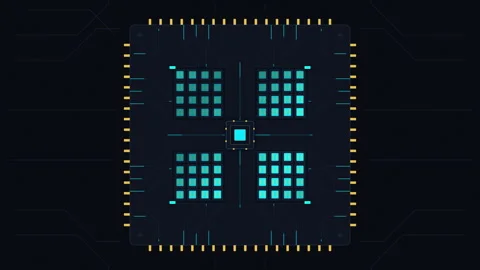 Technology processor digital circuit microchip motion graphic animation Stock Footage 347214453