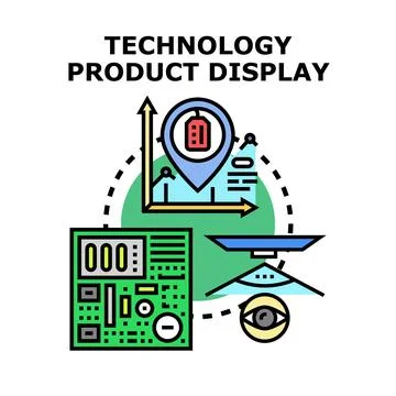 Technology product display integrating data, hardware, and vision Stock-Illustration
