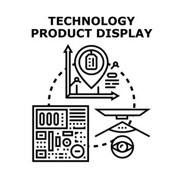 Technology product display integrating data, hardware, and vision Stock Illustration