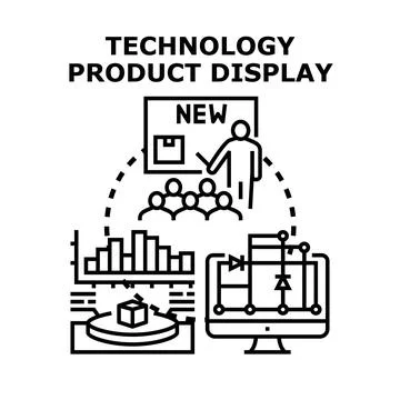 Technology product displaying innovation development analysis process イラスト素材