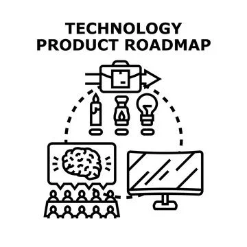 Technology product roadmap developing strategic innovation plan Stock Illustration
