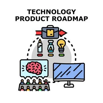 Technology product roadmap developing strategic innovation plan Stock Illustration