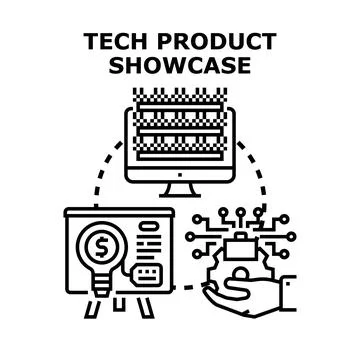 Technology product showcase with new idea development Illustrazione stock