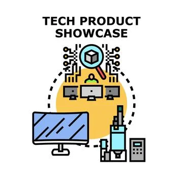 Technology product showcasing and digital promotion event Ilustração Stock