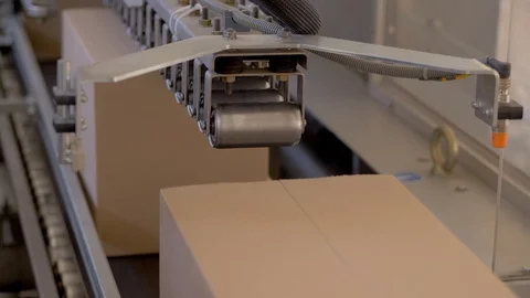 Technology production boxes line Stock Footage 96394342