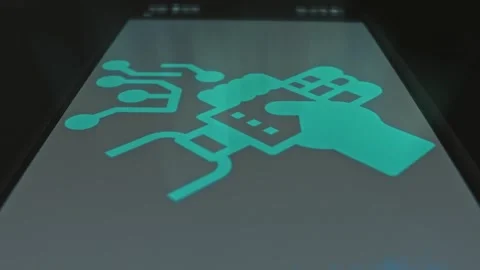 Technology production process, graphic presentation on smartphone Stock Footage 303632003