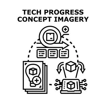 Technology progress concept developing innovation and engineering cycle Stock Illustration
