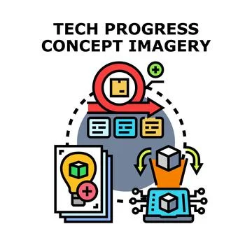 Technology progress concept developing innovation and engineering cycle 库存插图