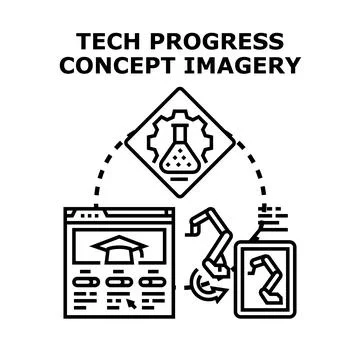 Technology progress concept developing innovative solutions Stock Illustration