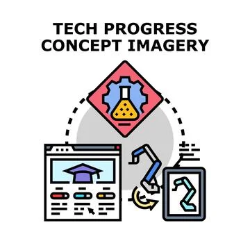 Technology progress concept developing innovative solutions Stock Illustration