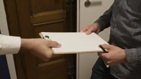 Technology Progress: Exchanging an Analog Clipboard for Modern Digital Tablet 스톡 동영상 118712584