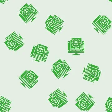 Technology prototype research development glyph seamless pattern Stock Illustration