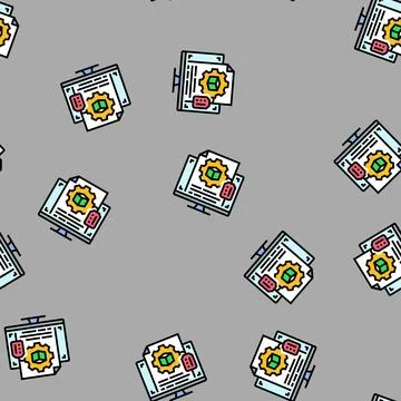 Technology prototype research development vector seamless pattern Stock Illustration