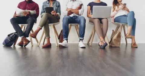 Technology, queue and business people in... | Stock Video | Pond5