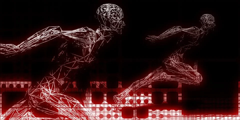 Technology Race Between Human And Machine Intelligence Stock Illustration