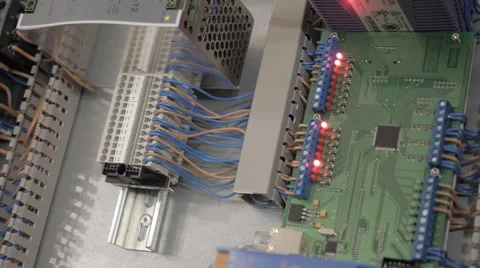 Technology. The radioelements. Blinking bulbs. Stock Footage 41678937