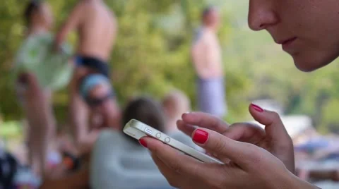 Technology, Recreation and Vacation Concept on the Beach Stock Footage 52484998