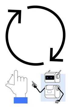 Technology, Recycling, and Interaction Concept with Robot, Hand Gesture, an.. 스톡 일러스트