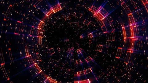 Technology red blue space tunnel keeps rotating Stock Footage 281638911