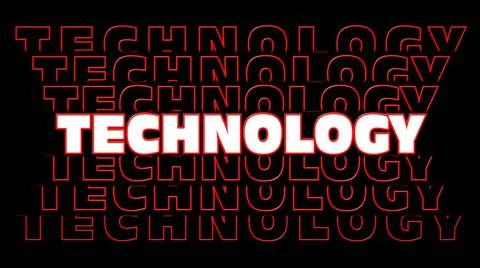 TECHNOLOGY - red lettering with repeating effect on black background Illustrazione stock