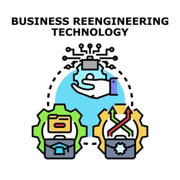 Technology reengineering business processes for digital transformation Stock Illustration