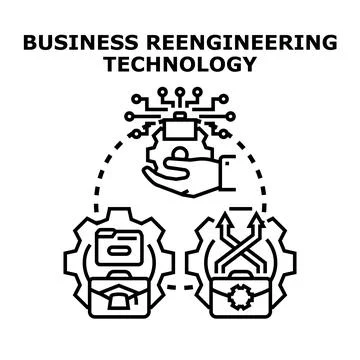 Technology reengineering business processes for digital transformation Stock Illustration