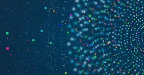 Technology Related Abstract Background Render With Moving Numbers Stock Illustration