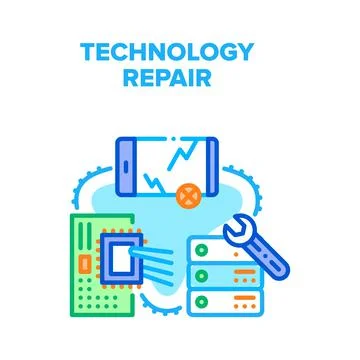 Technology Repair Service Vector Concept Color Stock Illustration