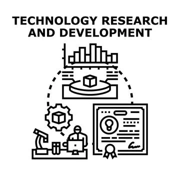 Technology research and development process innovation concept Stock Illustration