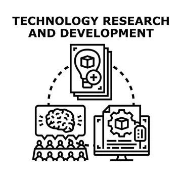 Technology research development process innovating solution Stock Illustration