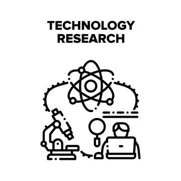 Technology Research Science Vector Black Illustration Stock Illustration
