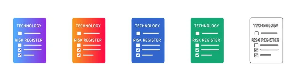 Technology Risk Register Document Icons Illustrazione stock