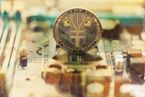 Technology, rmb, crypto-currency, e-business, china money, yuan digital, cryp Stock Photos
