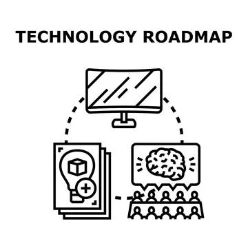 Technology roadmap planning innovation and development strategy Stock Illustration