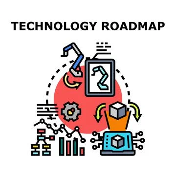 Technology roadmap planning process development concept Stock Illustration