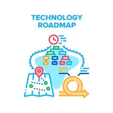 Technology Roadmap Vector Concept Illustration Stock Illustration