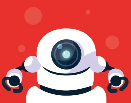Technology robot cartoon over orange background Stock Illustration