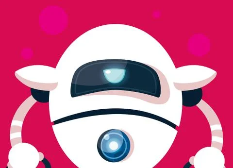Technology robot cartoon over pink background Stock Illustration
