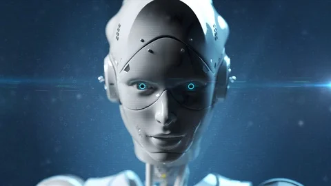 Technology robot sai fi robots  robot face Stock Footage 105023223
