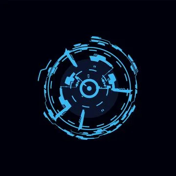 Technology round, abstract vector illustration for web design isolated on black. Stock Illustration