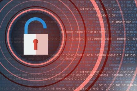 Technology safety concept. Open Padlock on digital background Stock Illustration