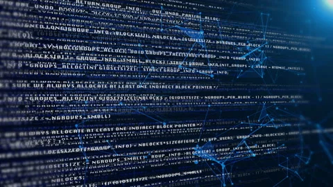 Technology sampling code flowing lines of a programing 4K motion concept Vidéo 335582492