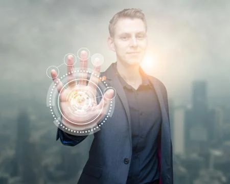 Technology scan man hand Stock Photos