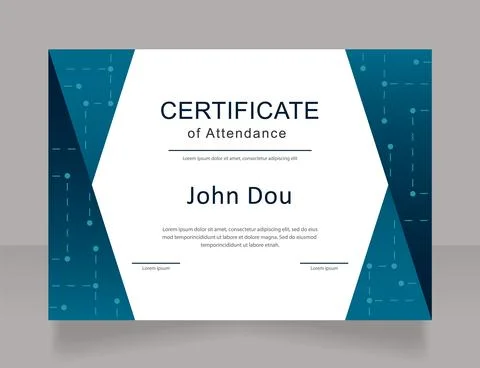 Technology school graduation certificate design template Stock Illustration