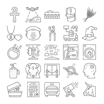 Technology, science, and concept line icons collection Stock Illustration