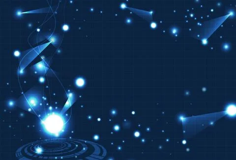 Technology, science particles glowing with curves swoosh lines DNA Stock Illustration