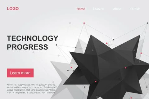 Technology science progress landing page vector template Stock Illustration