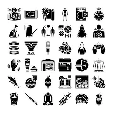Technology science web objects symbols glyph icons set イラスト素材